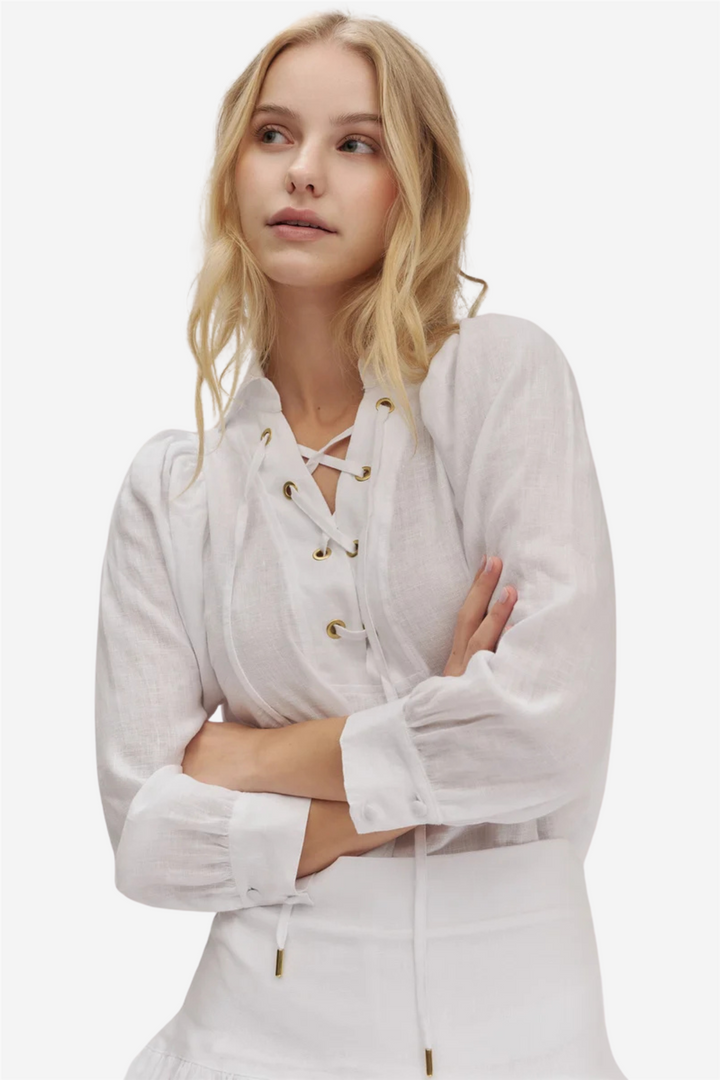 Vivienne Linen Blouse White