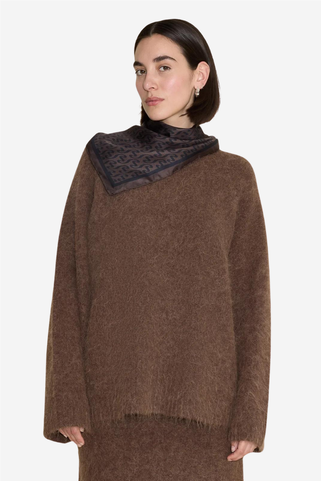 Fine Scarf Monogram Brown Mix