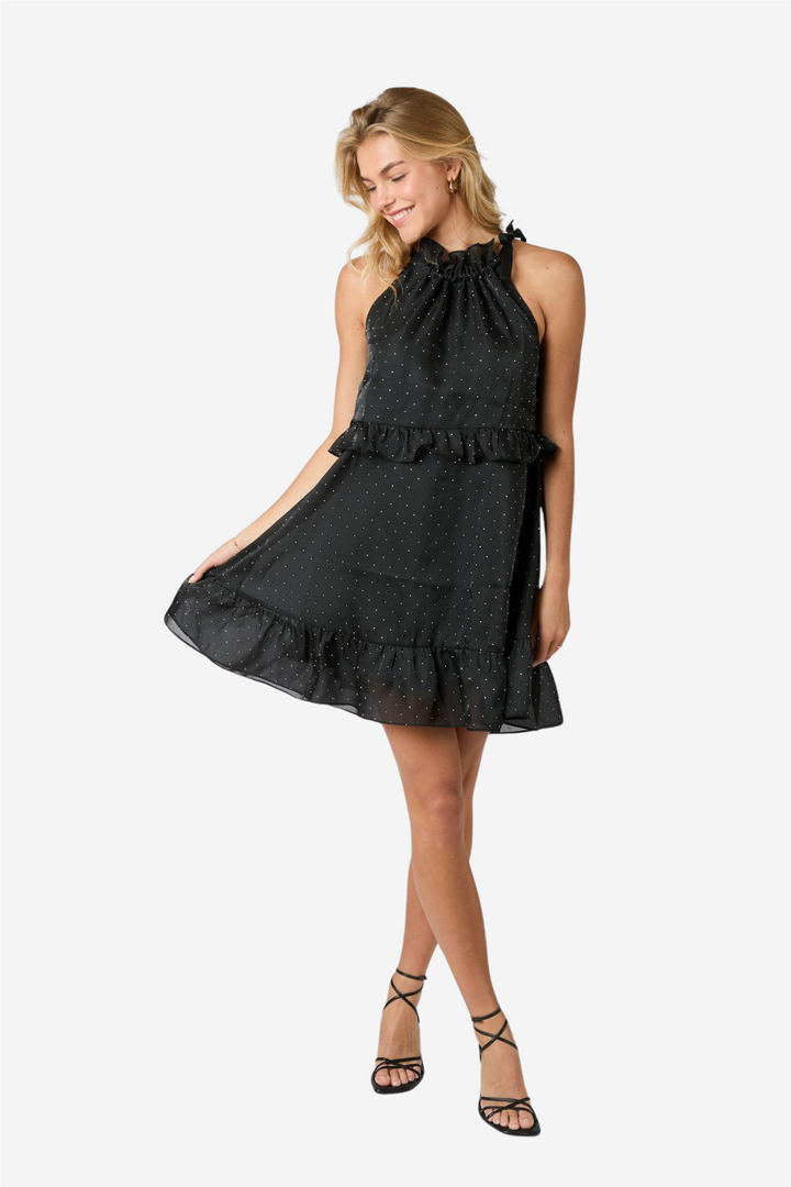 Rida Bedazzled Dress Black