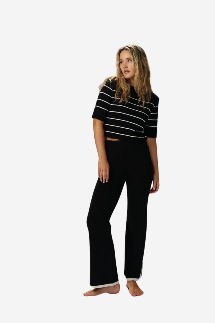 Una Stripe Merino Tee Navy