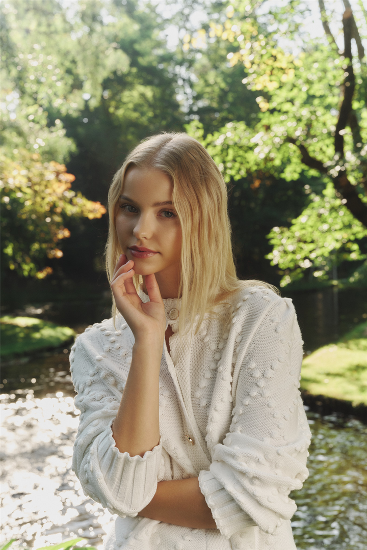 Nela Cotton Cardigan White