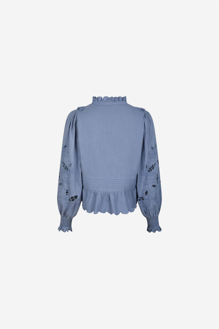 Petrine Embroidery Bloouse Dusty Blue