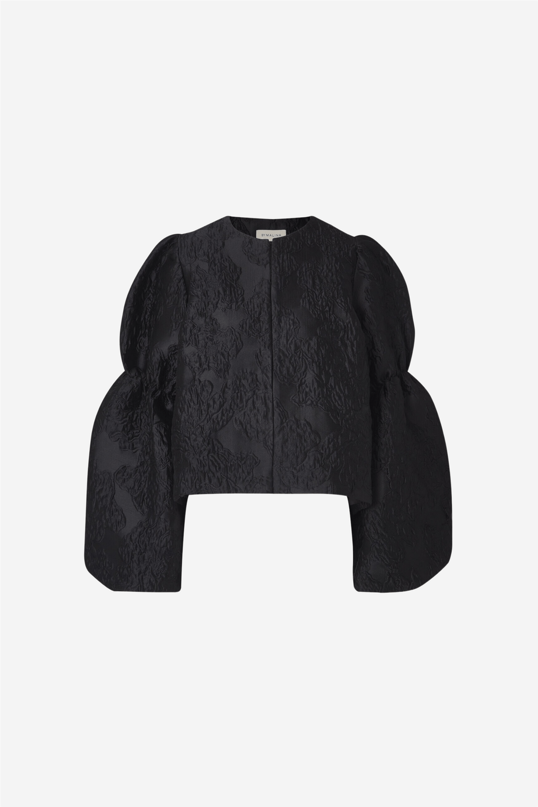 By Malina Bluser & Skjorter Zoey Double Pouf Sleeve Blouse Black Jacquard