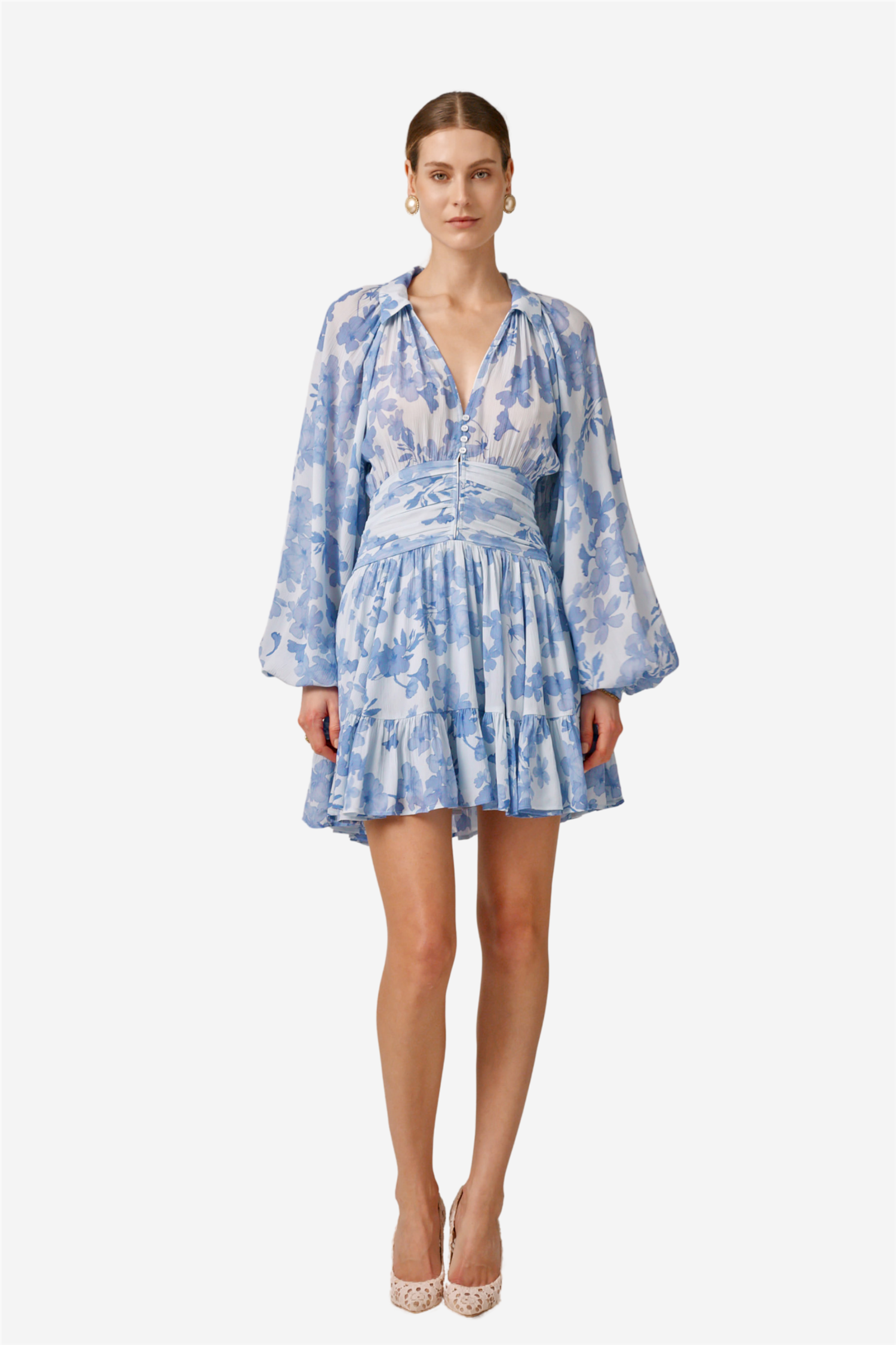sachin and babi light blue dress Black And Gold Chiffon Mini Dress – self-portrait-EU main image 1