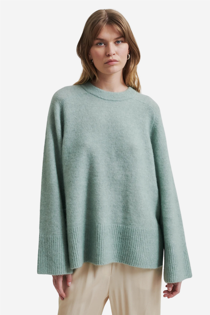 Brookline Knit Raglan O-Neck Slate Green