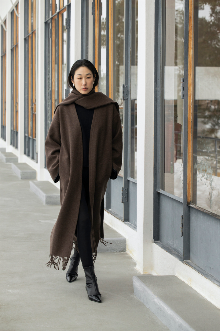 Eliza Lambswool Coat Brown Mel