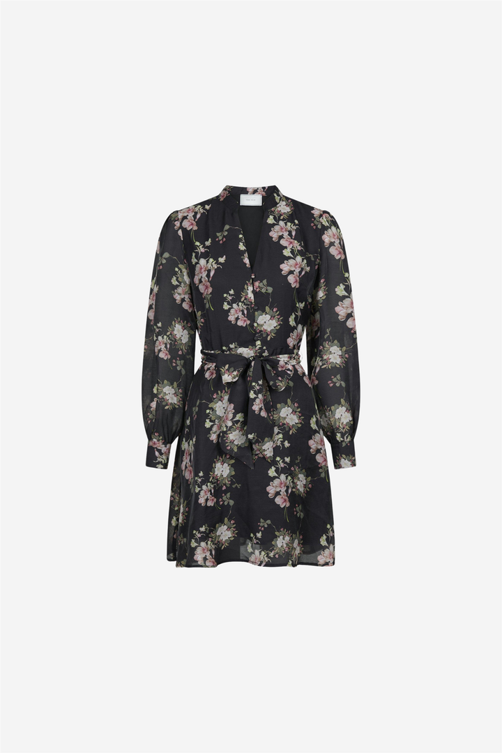 Heidi Print Flower Dress Black