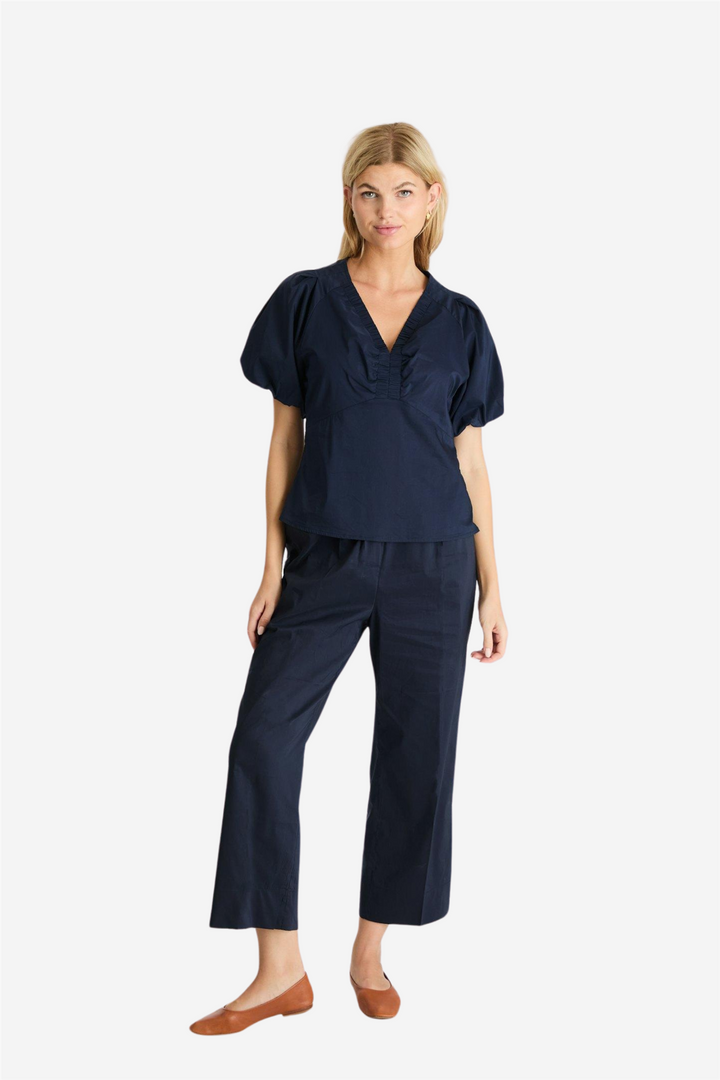 Irina Poplin Blouse Navy