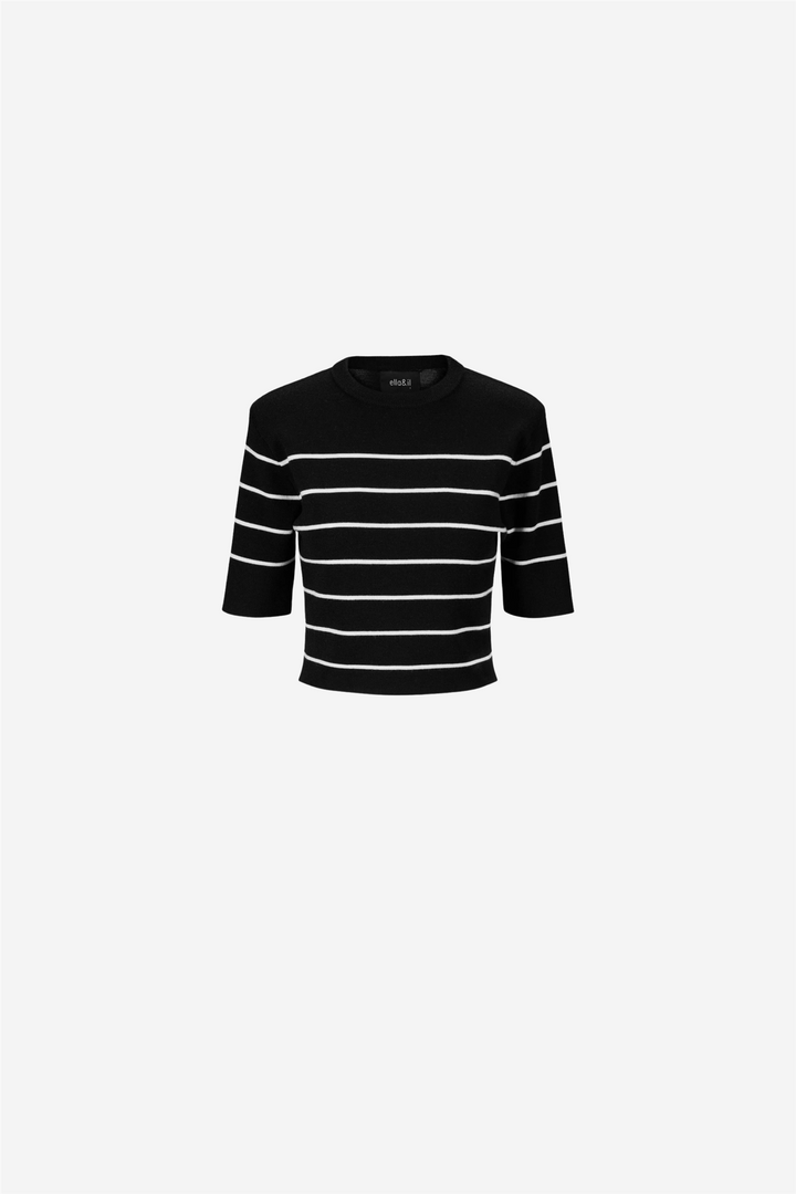 Una Stripe Merino Tee Navy