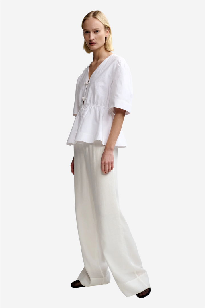 Monic Linen Top White