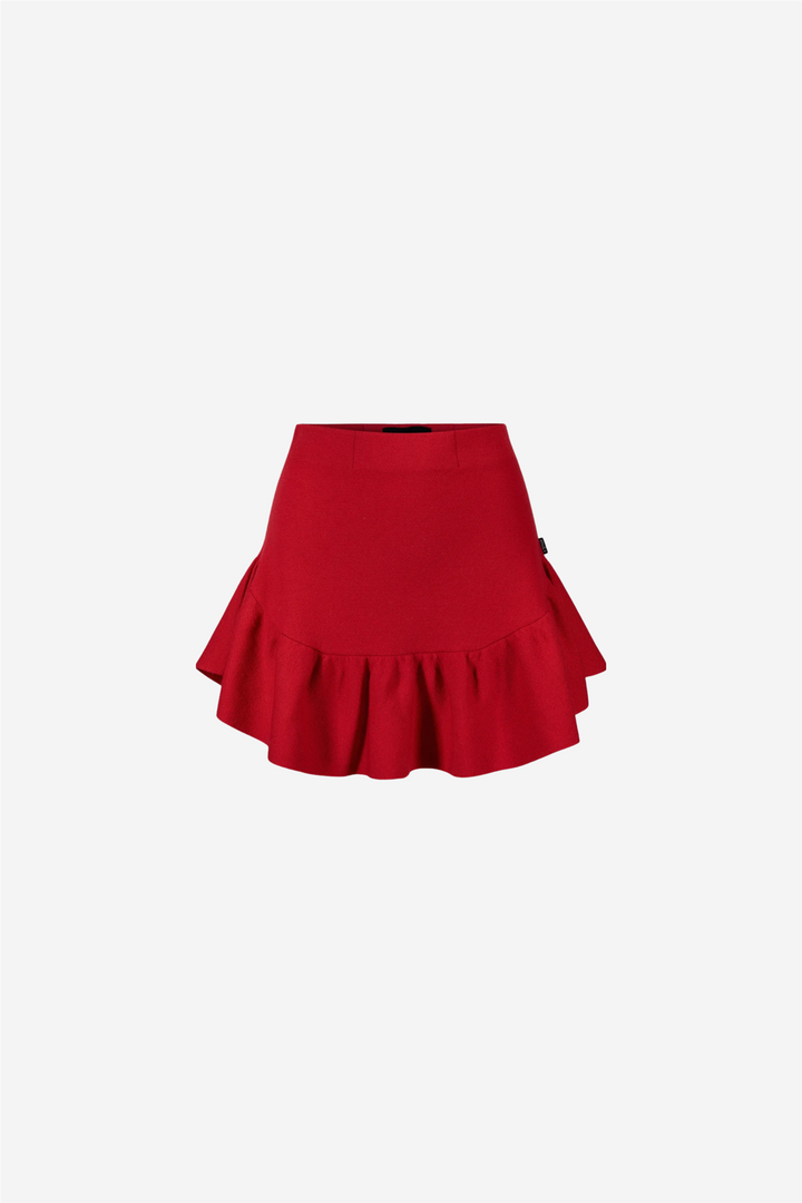 Karen merino skirt Bright red