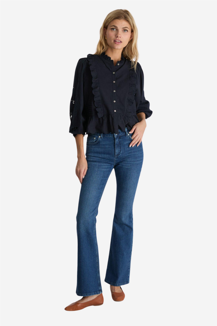 Petrine Embroidery Bloouse Navy