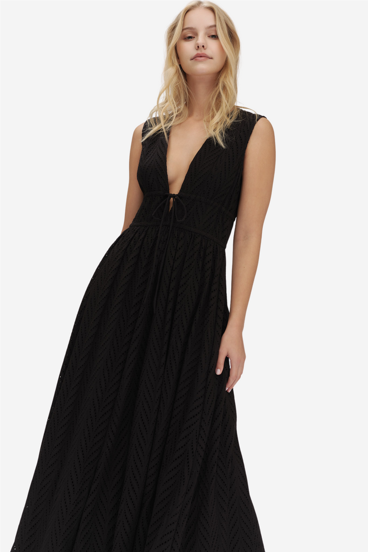 Kathy Herringbone Dress Black