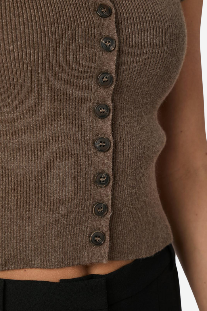 Todda Knit Tee Brown Melange