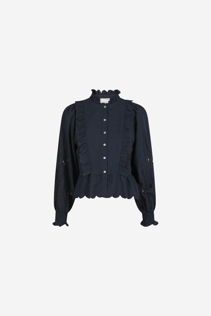 Petrine Embroidery Bloouse Navy