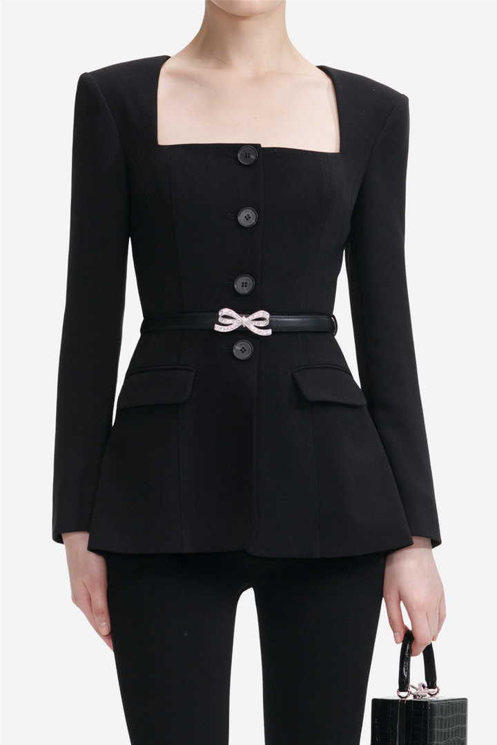 Crepe Tailored Top Black