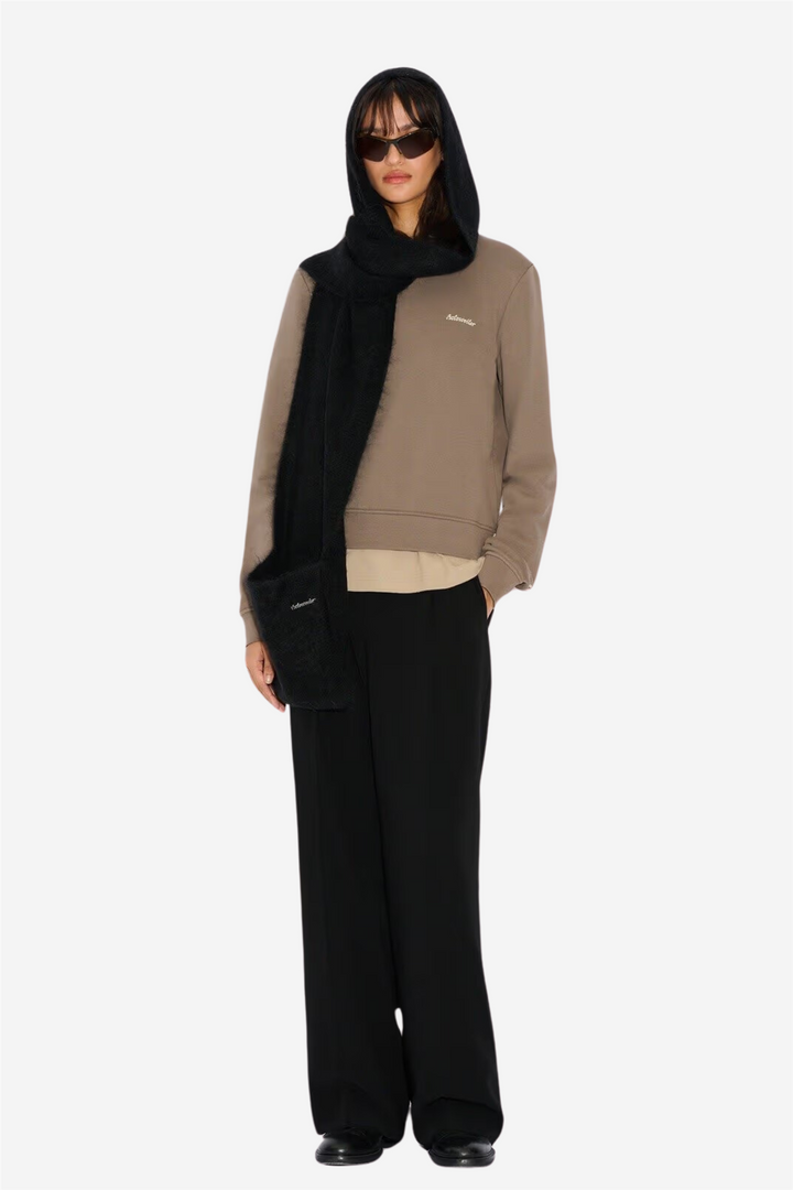 Fluffy Hood Scarf Black