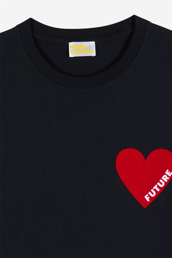 Crewneck Short Sleeve Heart T-shirt Noir