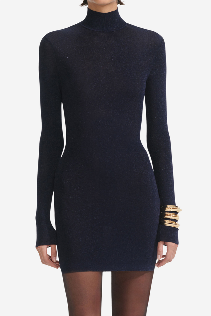 Navy Viscose Knit Mini Dress