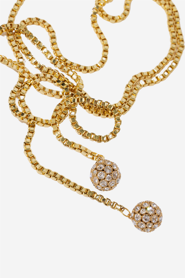 Crystal Sphere Tie Gold