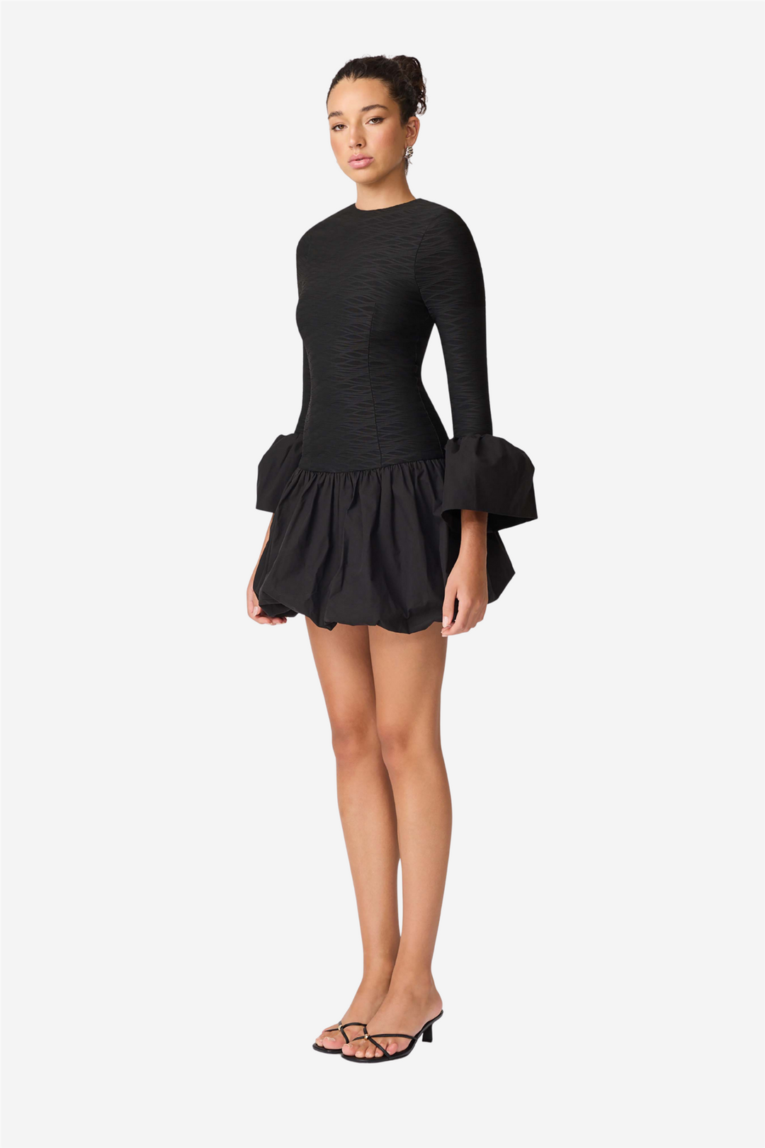 Theodara Long Sleeves Mini Dress Black