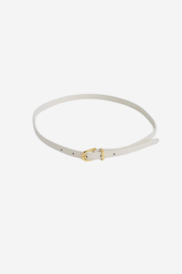 Blair Thin Leather Belt Vanilla