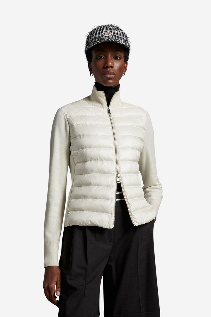 Padded Wool Cardigan White