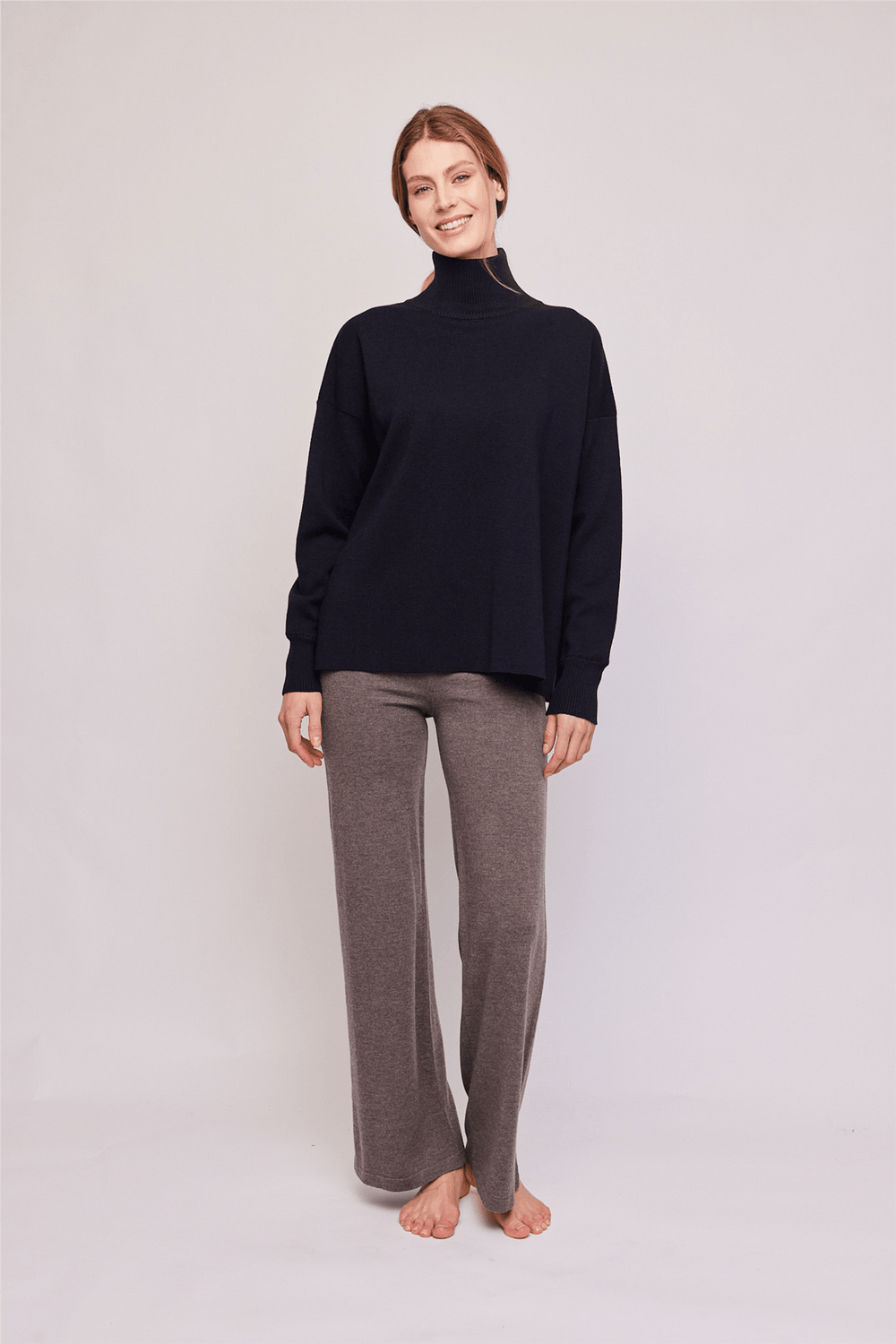 Ella & il Genser & Cardigan Fernanda Merino Sweater Grey Melange