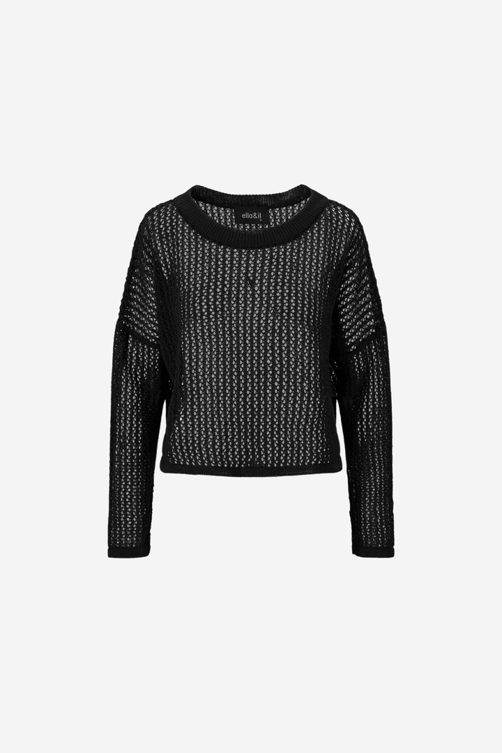 ella&il Genser & Cardigan Luma Crochet Sweater Black