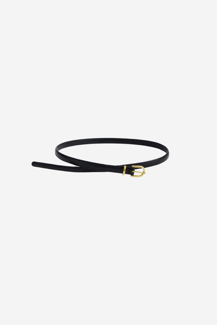Blair Thin Leather Belt Black
