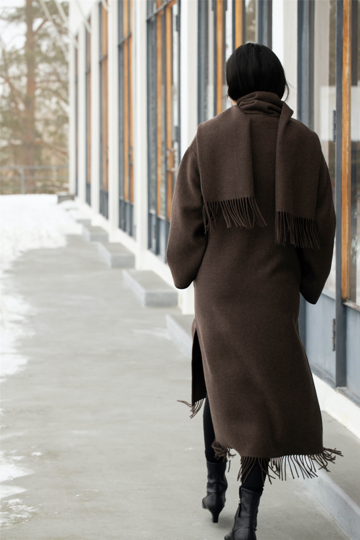 Eliza Lambswool Coat Brown Mel