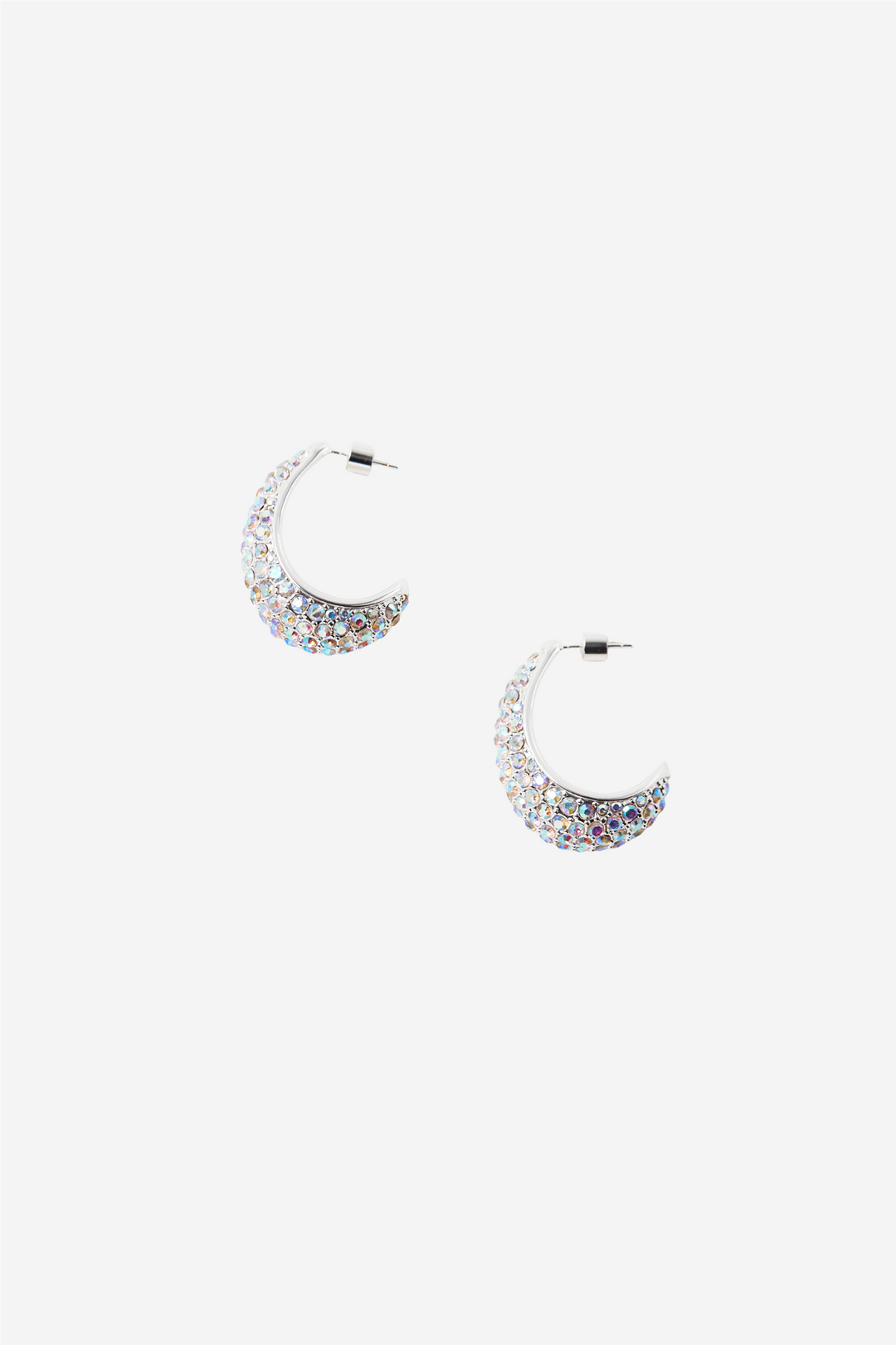 Small Crescent Hoops Silver