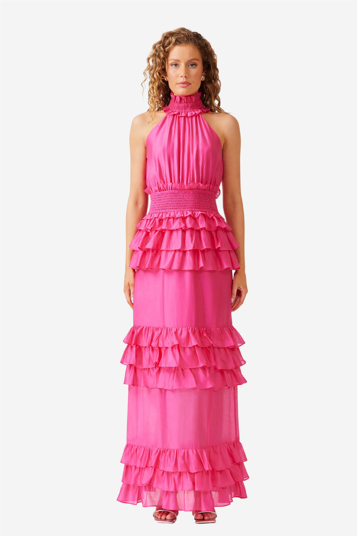 Kalani Halter Maxi Dress Hotpink