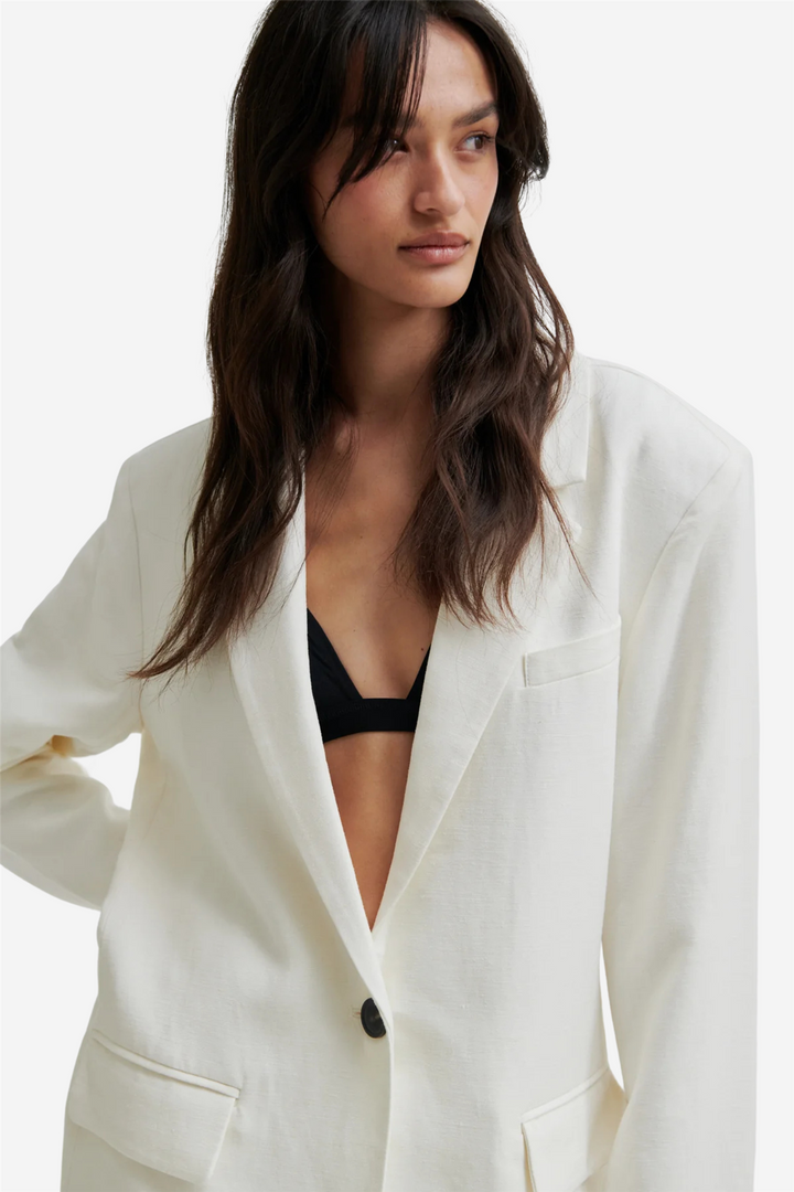 Lino New Fit Blazer White Alyssum
