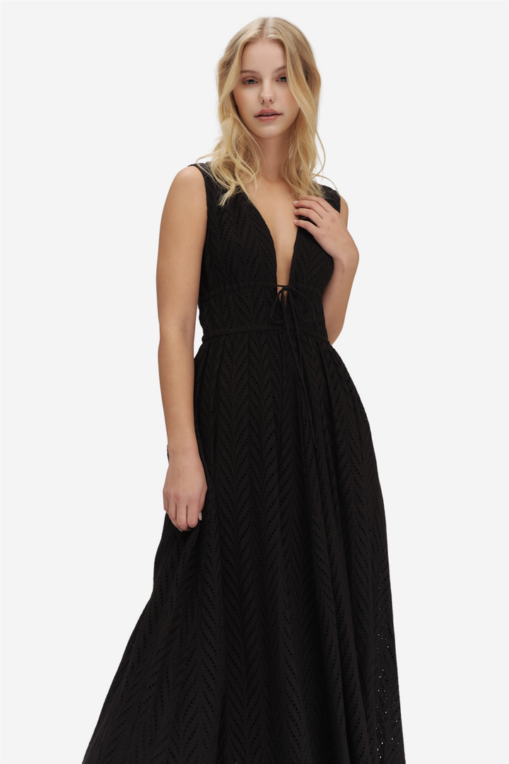 Kathy Herringbone Dress Black