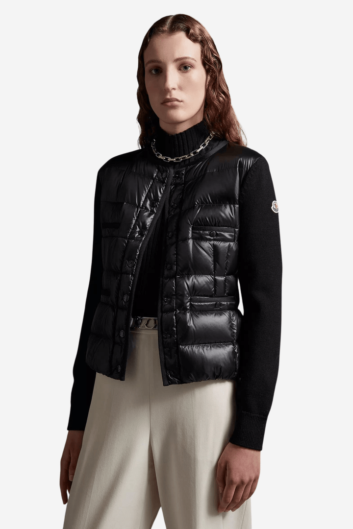 Moncler Yttertøy Padded Wool Cardigan Black