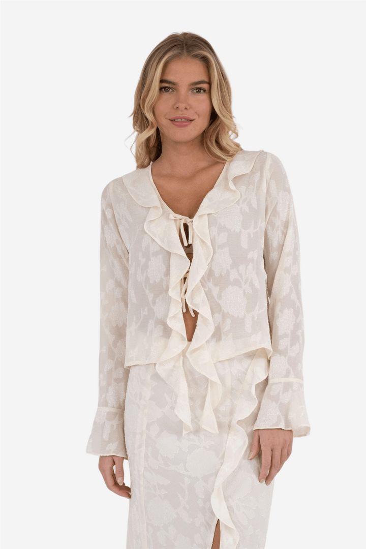 Neo Noir Bluser & Skjorter Anika Burnout Blouse Off White