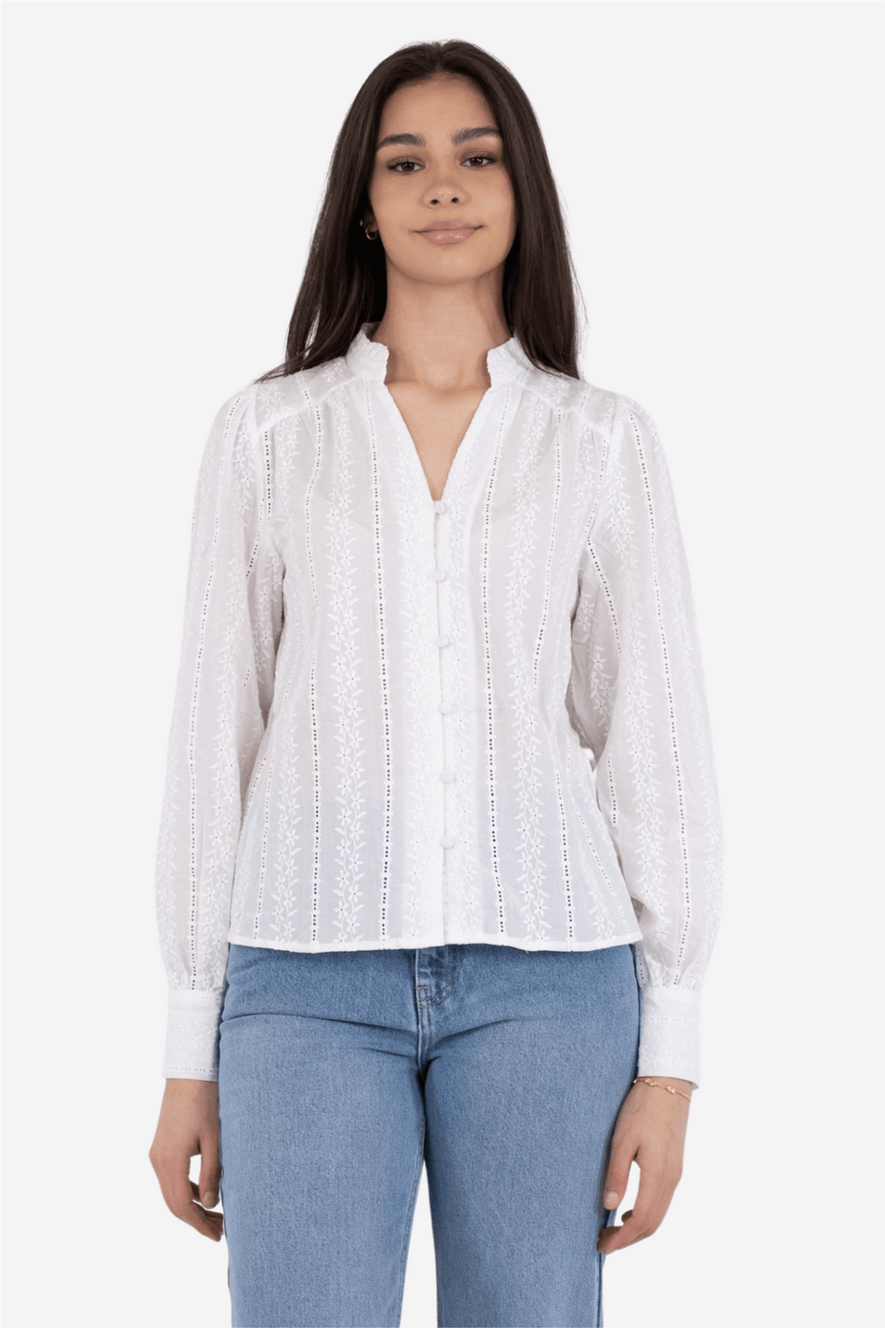 Neo Noir Bluser & Skjorter Massima Embroidery Blouse White