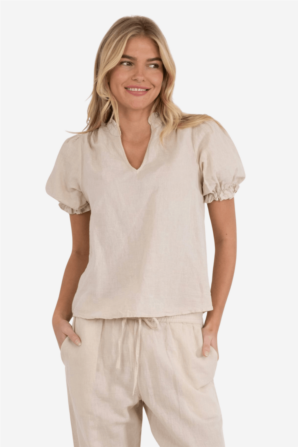 Neo Noir Bluser & Skjorter Odesa Linen Blouse Sand