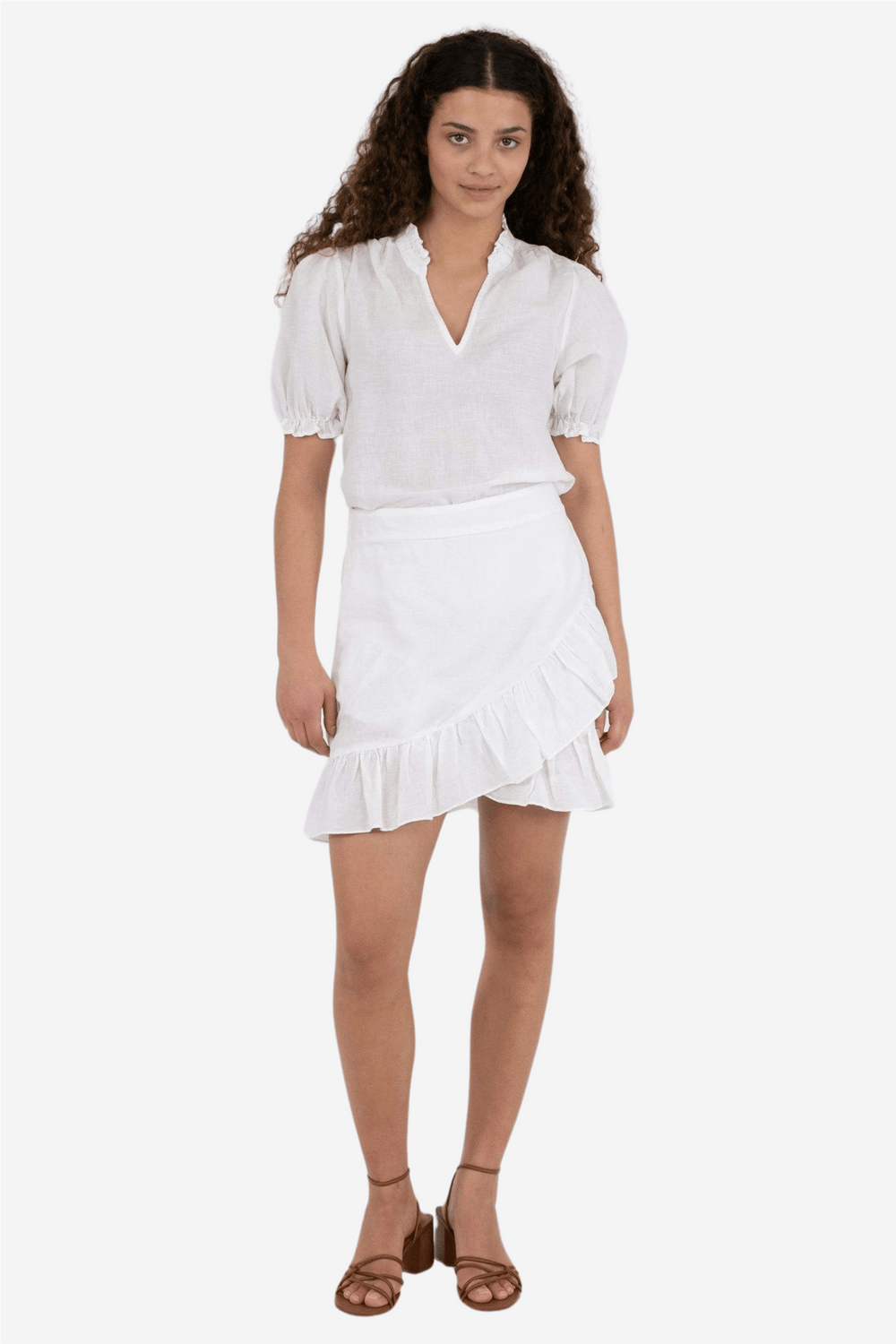 Neo Noir Skjørt Bekka Linen Skirt White