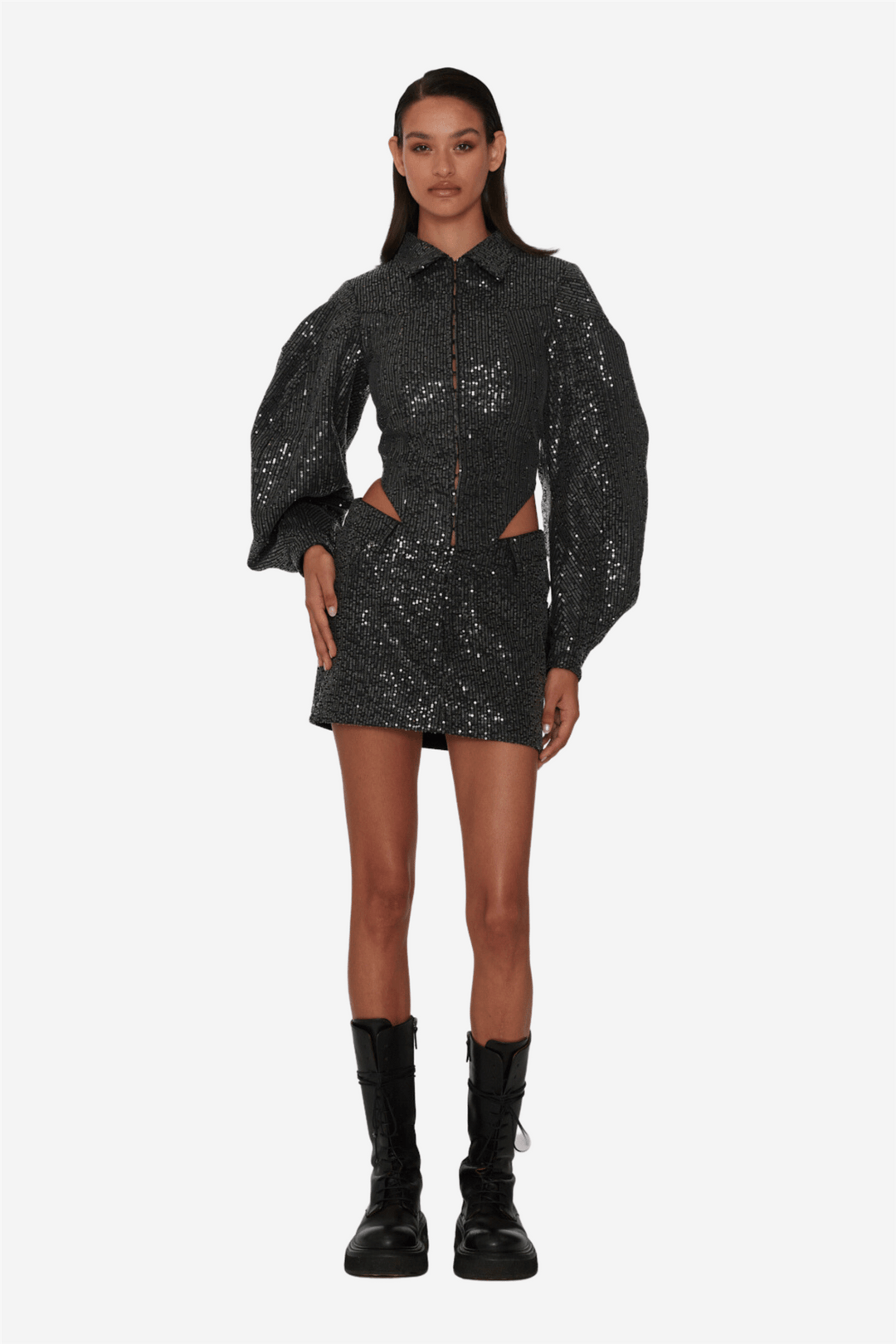 Rotate Skjørt Twill Sequin Mini Skirt Black