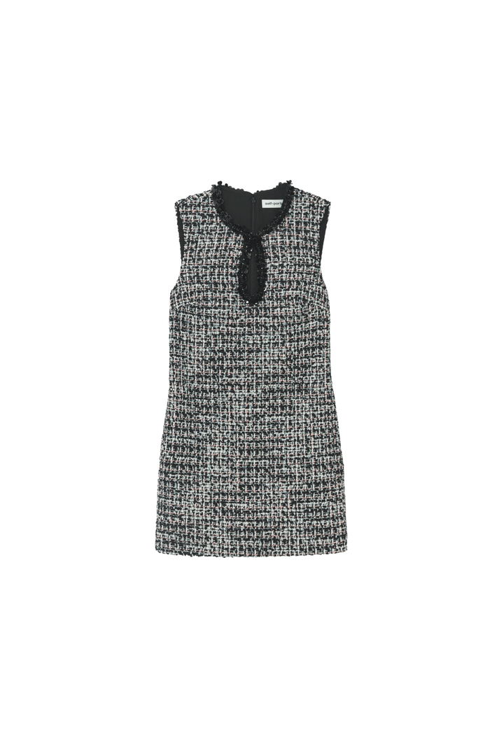 Self Portrait Kjoler & jumpsuits Black Boucle Embellished Mini Dress