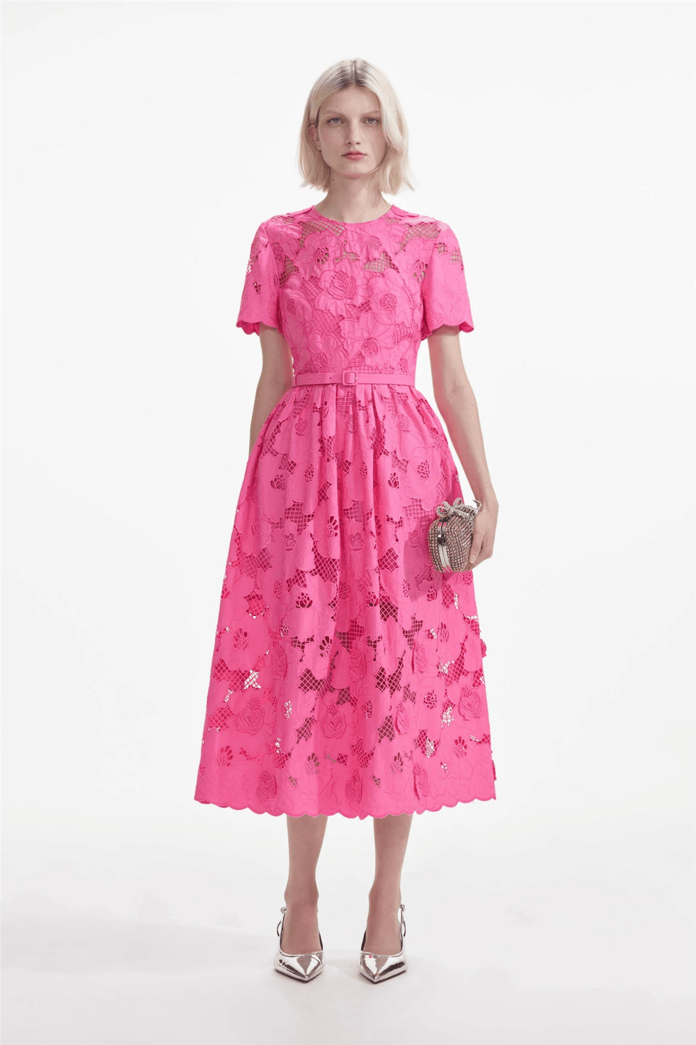 Self Portrait Kjoler & jumpsuits Pink Cotton Lace Midi Dress