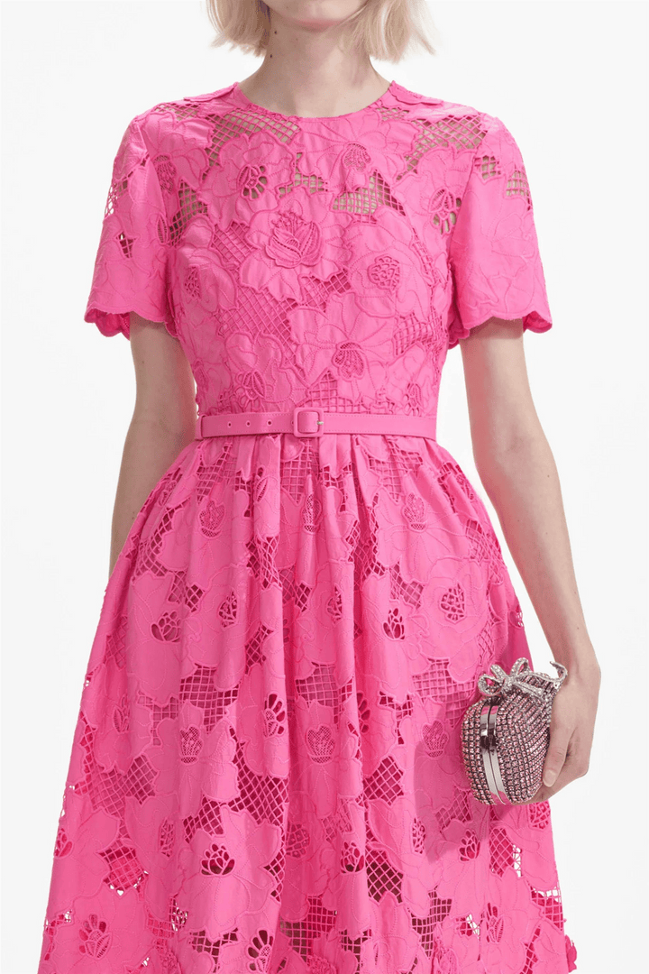 Self Portrait Kjoler & jumpsuits Pink Cotton Lace Midi Dress