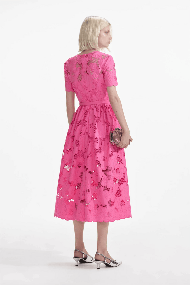 Self Portrait Kjoler & jumpsuits Pink Cotton Lace Midi Dress