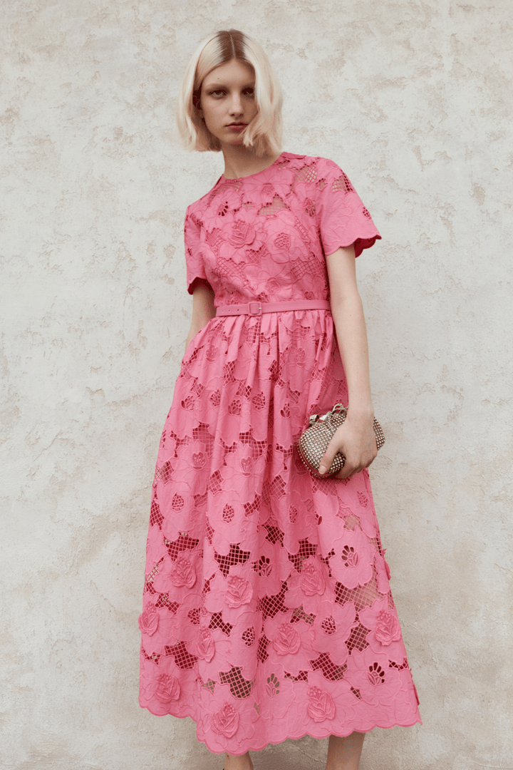 Self Portrait Kjoler & jumpsuits Pink Cotton Lace Midi Dress