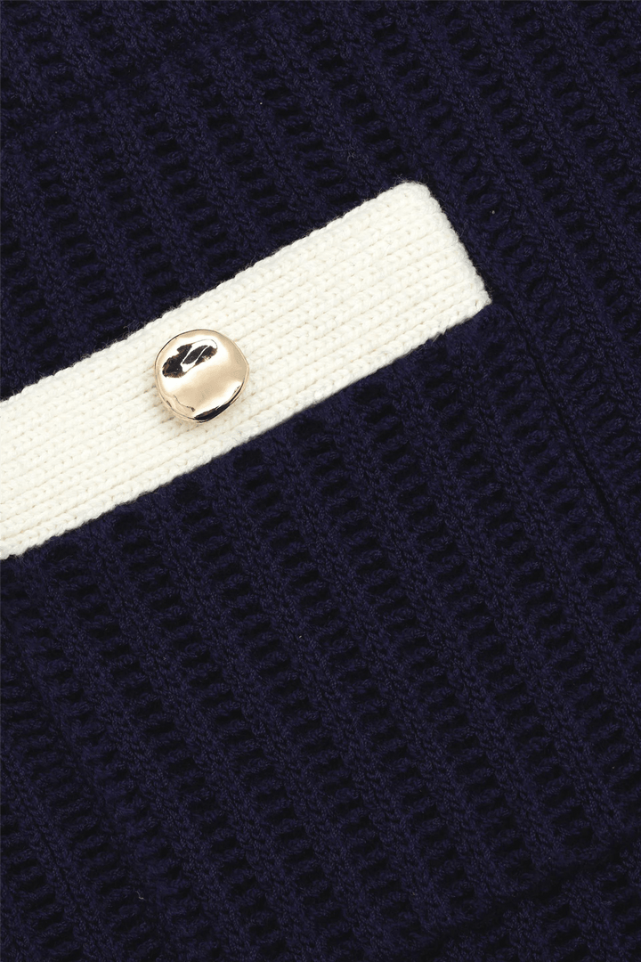 Self Portrait Skjørt Navy Crochet Contrast Trim Mini Skirt