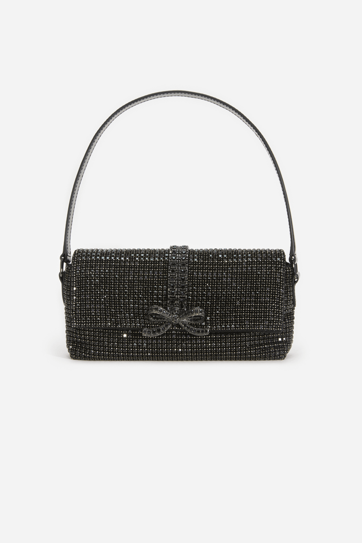 Self Portrait Vesker Black Rhinestone Chainmail Baguette Bag