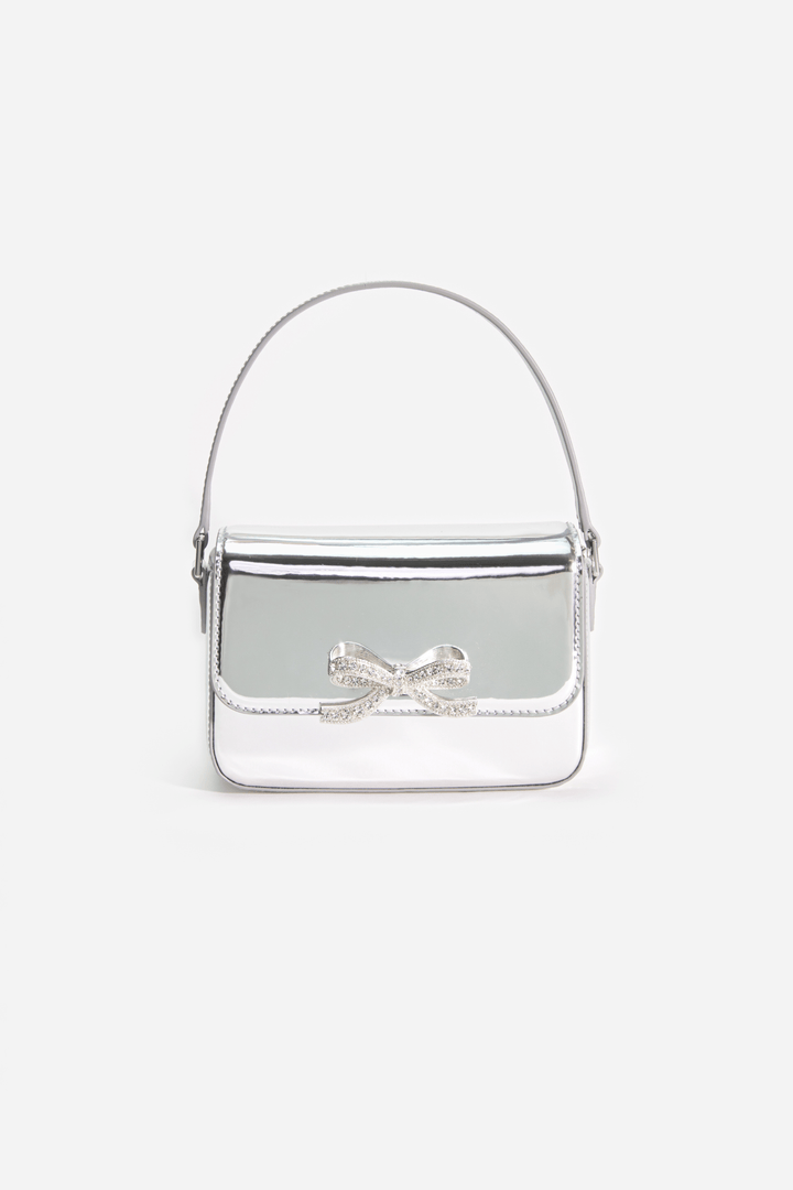 Self Portrait Vesker Silver Leather Micro Bag