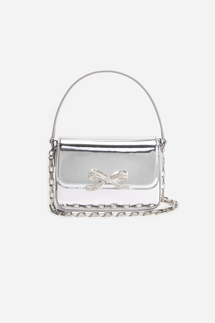 Self Portrait Vesker Silver Leather Micro Bag